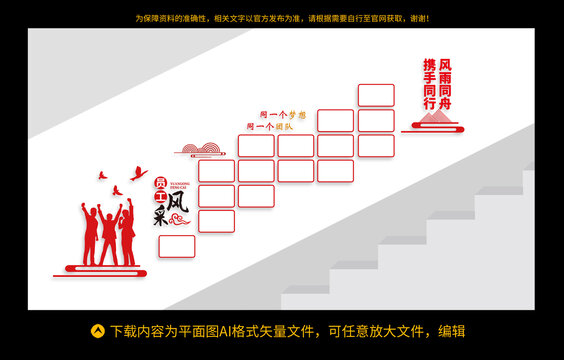 員工風(fēng)采樓梯文化墻