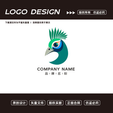 卡通孔雀logo