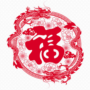 龍年春節(jié)福字窗花龍紋靜電貼