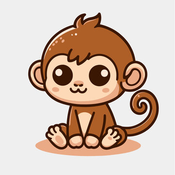 可爱小猴子创意卡通插画