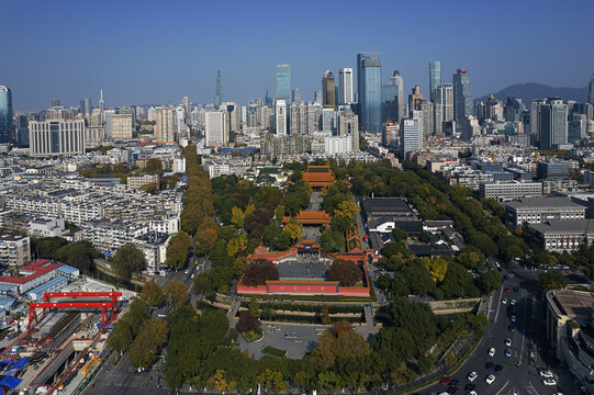 南京朝天宫航拍城市风光