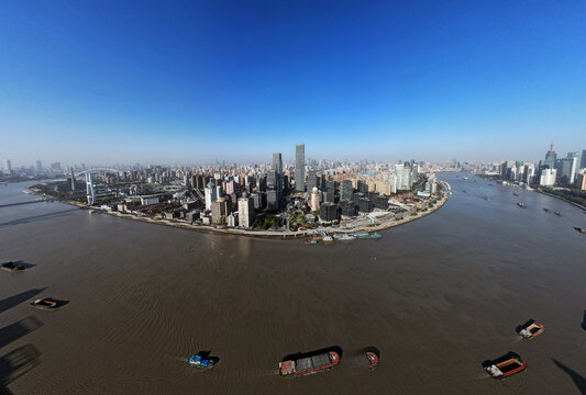 上海董家渡绿地外滩中心航拍风光