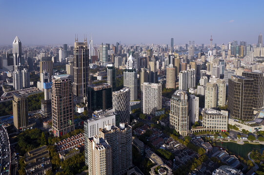 上海淮海路新天地航拍城市风光