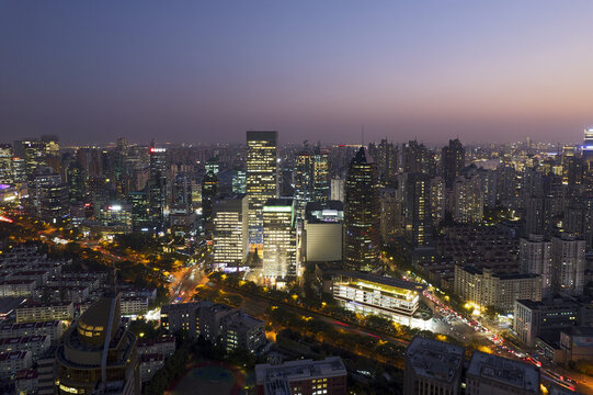 上海陆家嘴中心航拍夜景