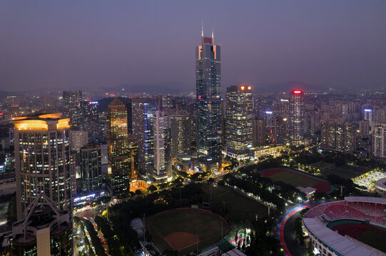 广州天河北城市风光航拍夜景