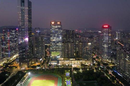 广州环贸广场城市风光航拍夜景