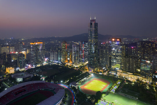 广州天河北城市风光航拍夜景