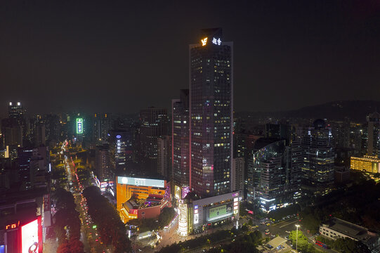 广州维多利广场城市风光航拍夜景