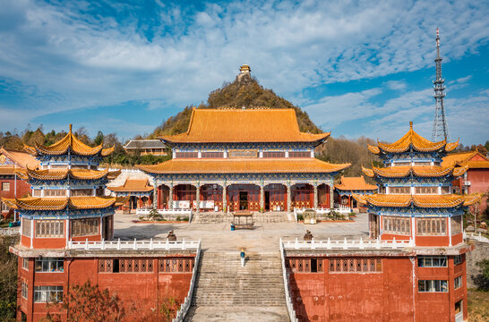 湖南靖州飞山景区寺庙美丽风光