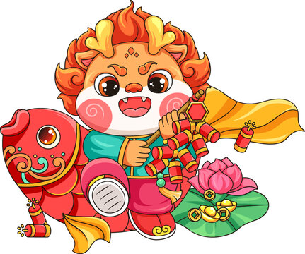2024年龍年新春卡通龍插畫