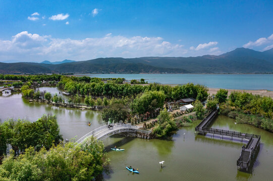 航拍丽江拉市海湿地公园2