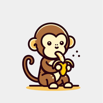 猴子吃香蕉卡通元素