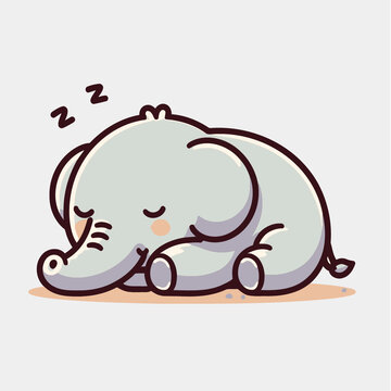 趴着睡觉的小象