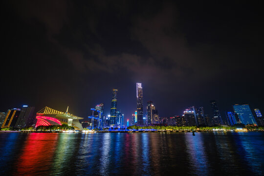 广州夜景珠江新城高楼大厦