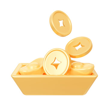 3D新年聚寶盆圖標(biāo)元素
