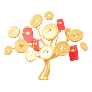3D新年圖標(biāo)元素?fù)u錢樹