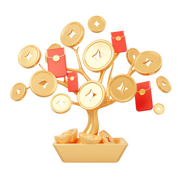 3D新年圖標元素聚寶盆