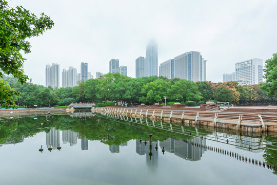 现代建筑与树林