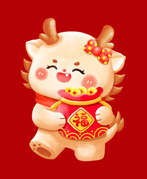 女福娃龍福袋龍年素材