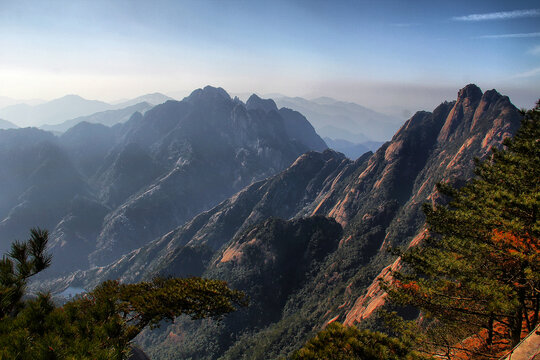 黄山远眺黄山美景