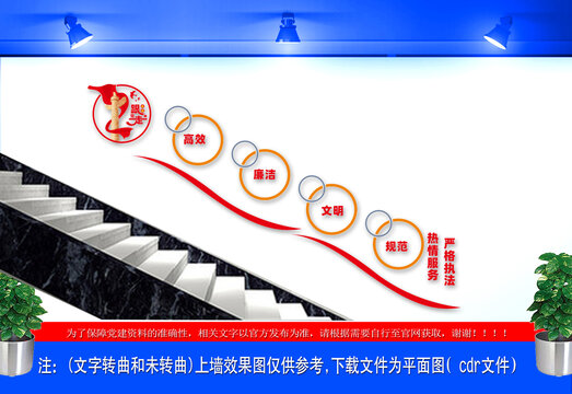 严格执法热情服务楼道文化墙