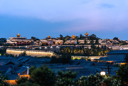 中国山西忻州古城南城门夜景