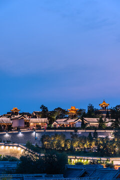 中国山西忻州古城南城门夜景