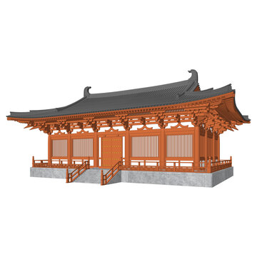 唐風(fēng)歇山大殿透視效果