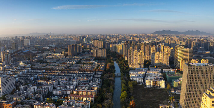 杭州拱墅区朝晖地区城市夕阳风光