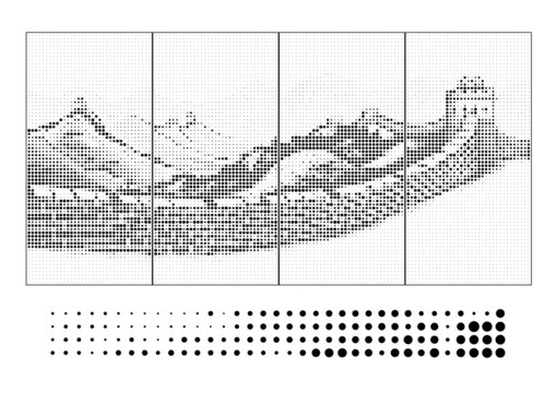 渐变圆点长城图案