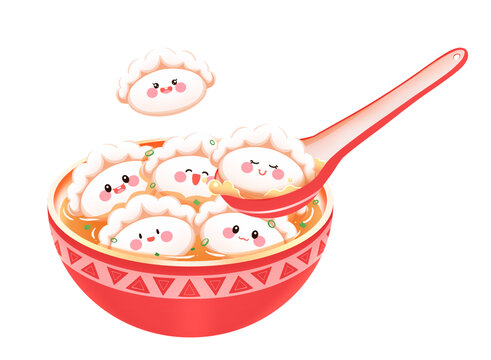 冬至立冬傳統(tǒng)美食水餃插畫元素