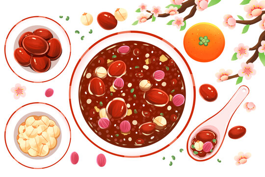 卡通可愛(ài)臘八粥插畫(huà)素材