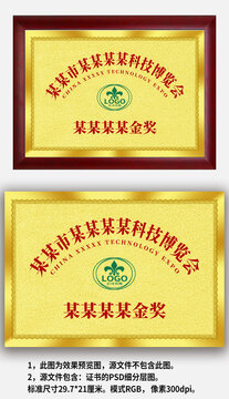 金色磨砂感金獎榮譽獎牌銅牌牌匾