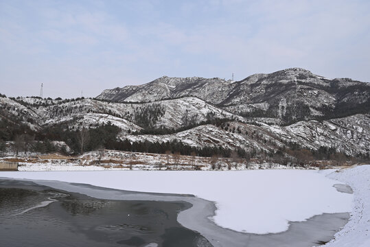 张家口赤城县白河湾公园冬季雪景