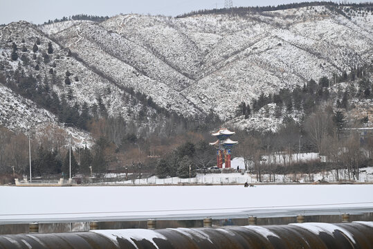 张家口赤城县白河湾公园冬季雪景