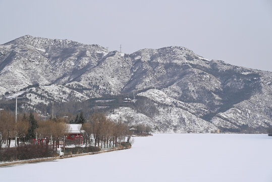 张家口赤城县白河湾公园冬季雪景