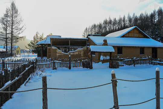 冬季东北雪景日出阳光