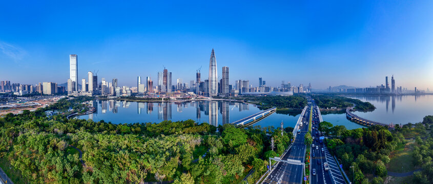 深圳湾天际线航拍全景