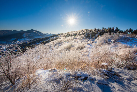 济南黑峪顶雪后雾凇