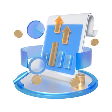 3D渲染金融賬單增長(zhǎng)圖標(biāo)
