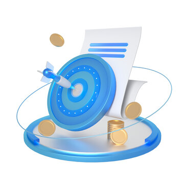 3D渲染金融標靶賬單圖標