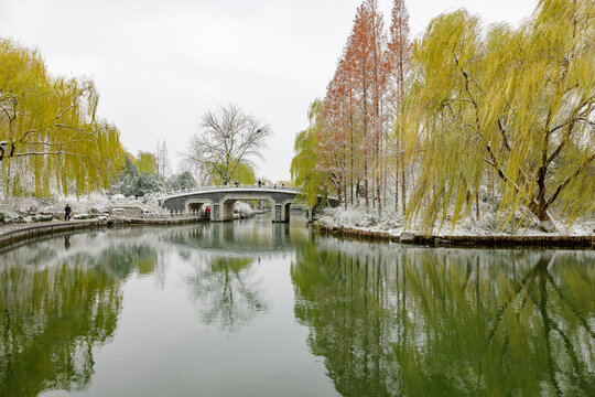 济南的冬天大明湖雪景