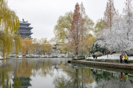 济南的冬天大明湖雪景