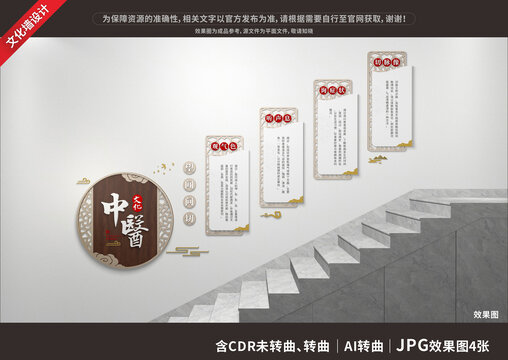 中醫(yī)文化樓梯展示墻