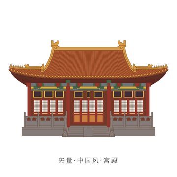 卡通古建筑宮殿插畫元素