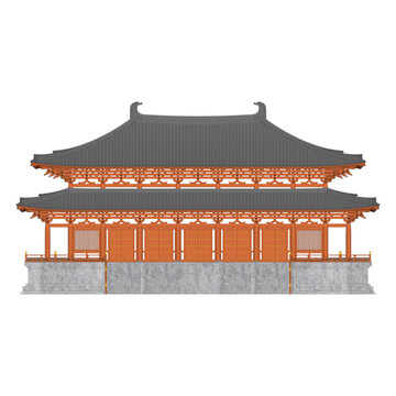 唐風(fēng)重檐廡殿正立面效果