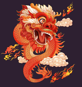 龍年春節(jié)古風(fēng)國(guó)潮紅龍祝福