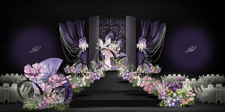南洋黑紫色婚礼效果图