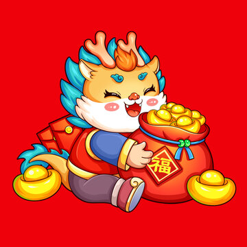 龍年大吉卡通玻璃貼