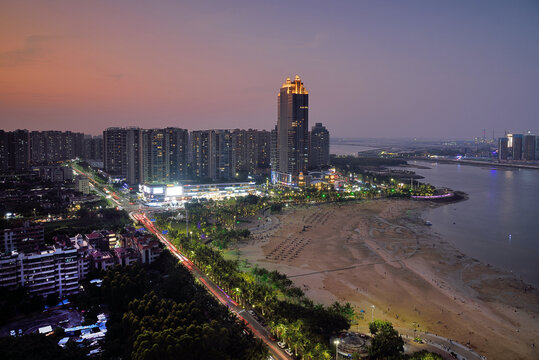 湛江金沙湾城市风光夜景